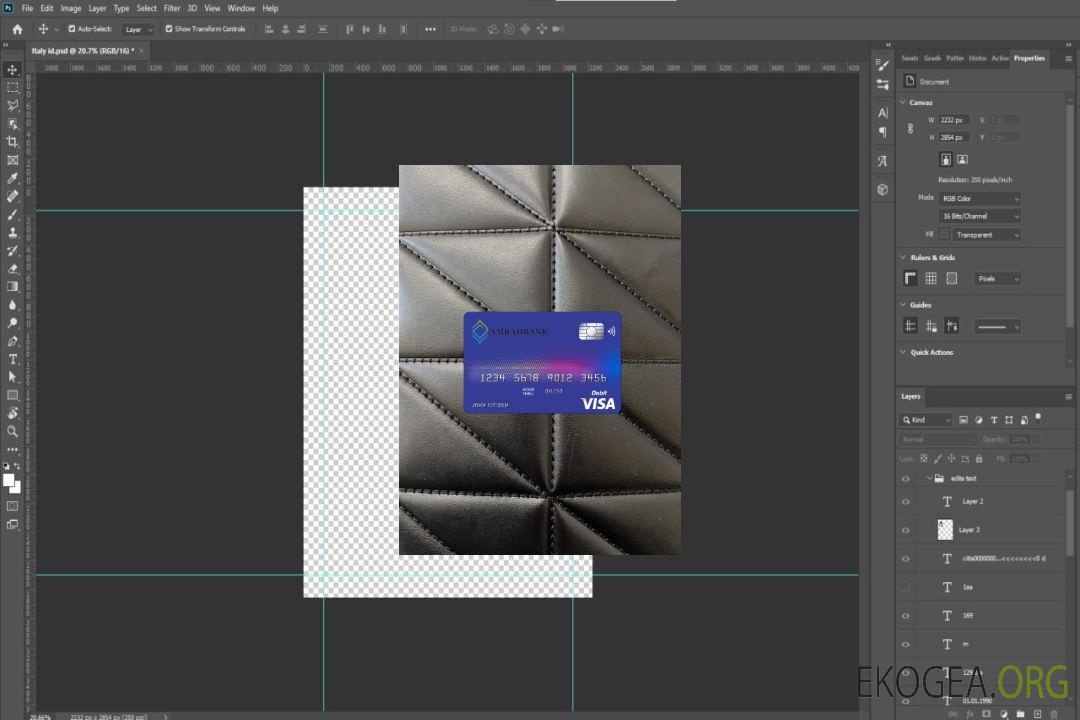 Photolook de la carte visa Amrahbank d'Azerbaïdjan avant template